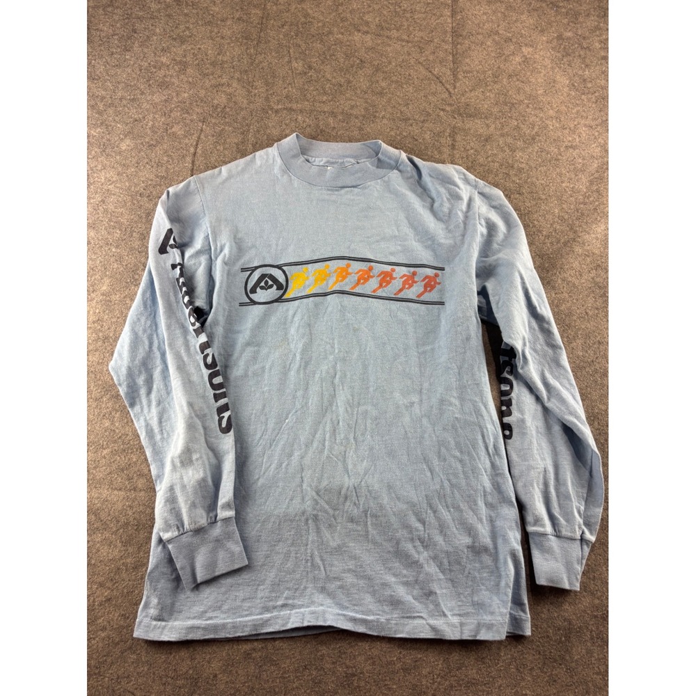 VTG Hanes Beefy-T ALBERTSONS Shirt Blue Graphic Running USA Made Medium SEE